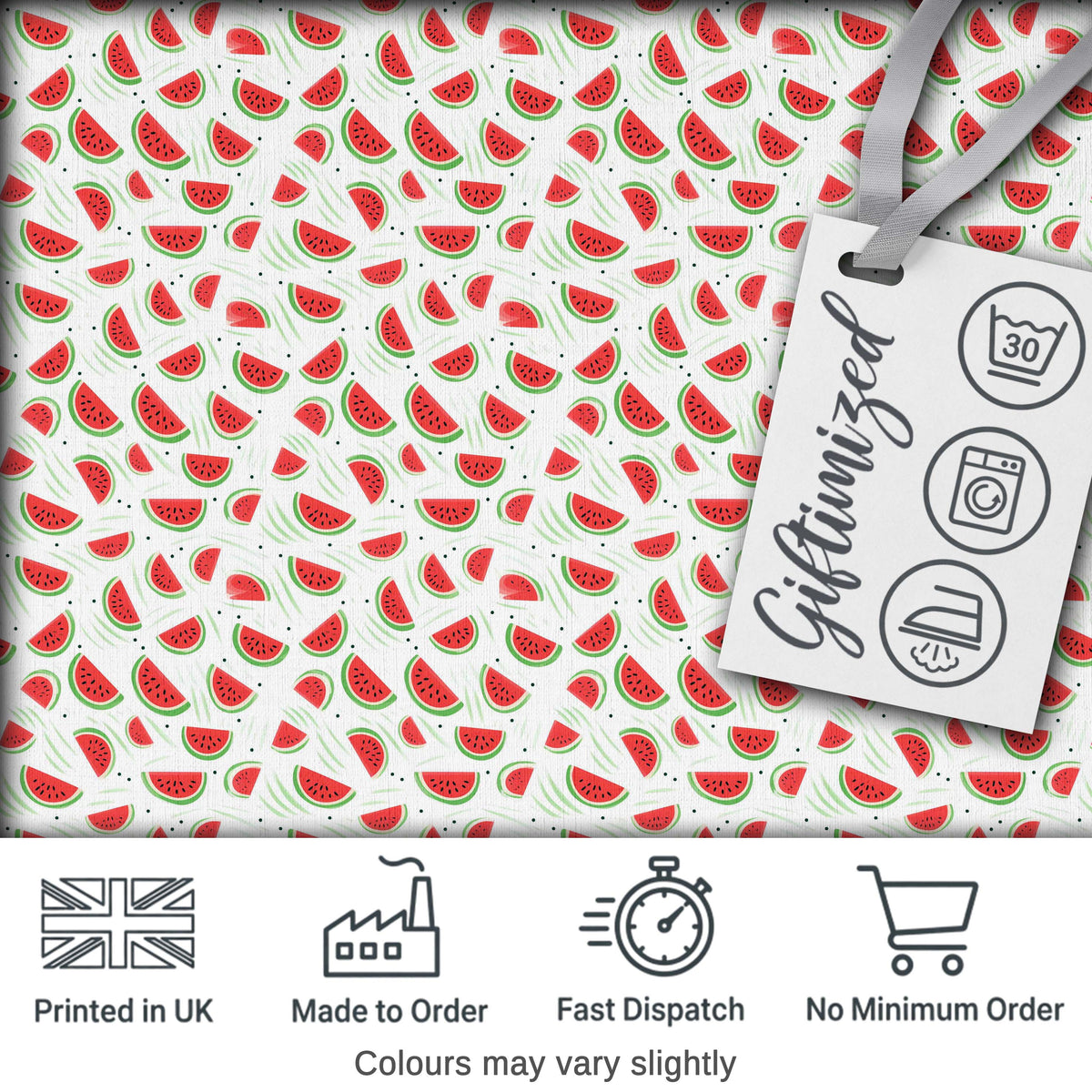 Minimal Watermelon Slice Scatter Seamless Pattern Digital Print Fabric by the Metre UK Sewing Quilting Textile