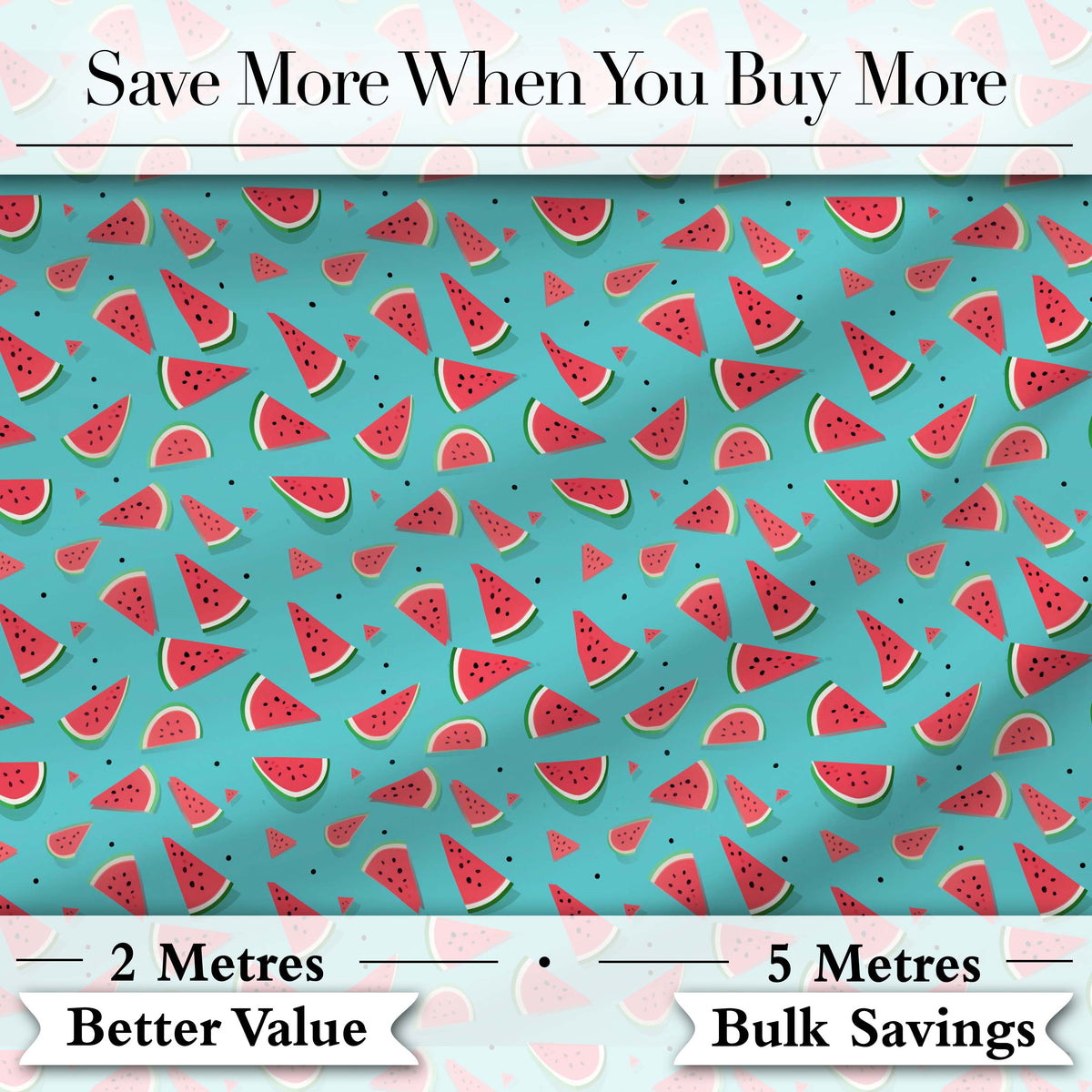 Bright Blue Background Watermelon Slice Seamless Pattern Digital Print Fabric by the Metre UK Sewing Quilting Textile
