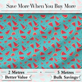 Bright Blue Background Watermelon Slice Seamless Pattern Digital Print Fabric by the Metre UK Sewing Quilting Textile