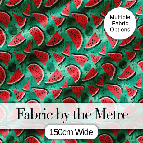 Textured Green Watermelon Slice Abstract Seamless Pattern Digital Print Fabric by the Metre UK Sewing Quilting Textile