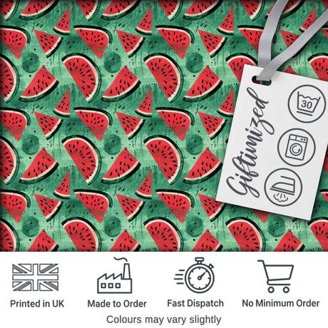 Textured Green Watermelon Slice Abstract Seamless Pattern Digital Print Fabric by the Metre UK Sewing Quilting Textile