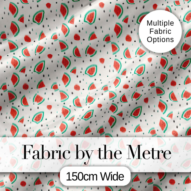 Cute Small Watermelon Slice Dots Seamless Pattern Digital Print Fabric by the Metre UK Sewing Quilting Textile