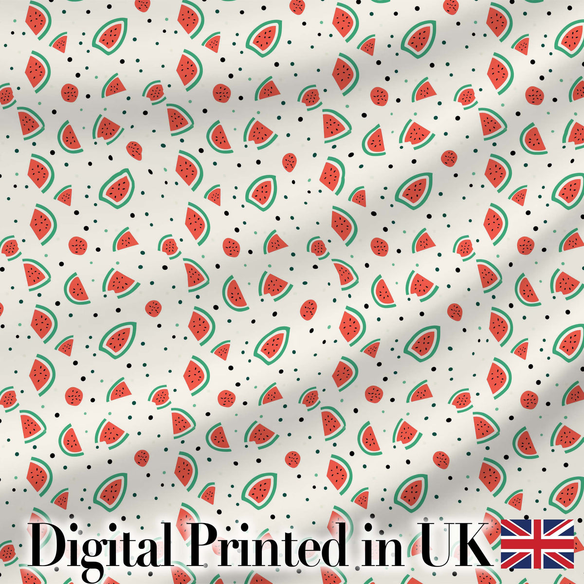 Cute Small Watermelon Slice Dots Seamless Pattern Digital Print Fabric by the Metre UK Sewing Quilting Textile