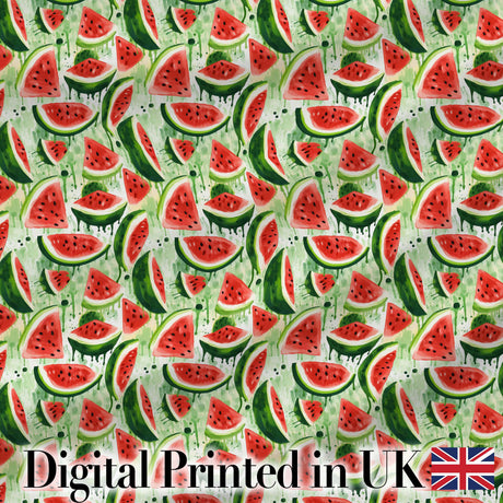 Artistic Watermelon Slice Splash Seamless Pattern Digital Print Fabric by the Metre UK Sewing Quilting Textile