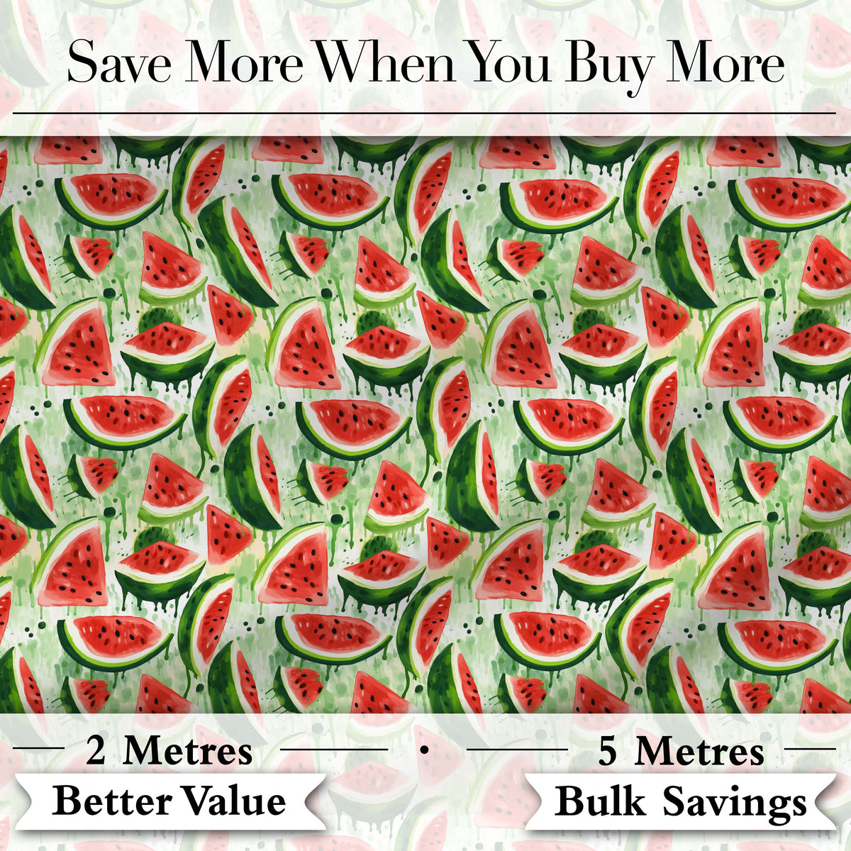 Artistic Watermelon Slice Splash Seamless Pattern Digital Print Fabric by the Metre UK Sewing Quilting Textile