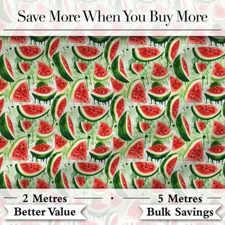 Artistic Watermelon Slice Splash Seamless Pattern Digital Print Fabric by the Metre UK Sewing Quilting Textile