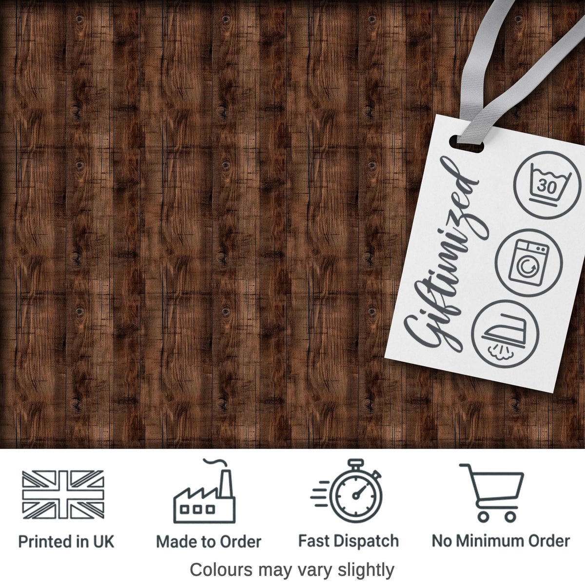 Dark Rustic Wooden Plank Texture Seamless Pattern Digital Print Fabric by the Metre UK Sewing Quilting Textile