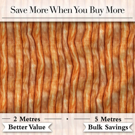 Warm Brown Wood Plank Vertical Texture Seamless Pattern Digital Print Fabric by the Metre UK Sewing Quilting Textile
