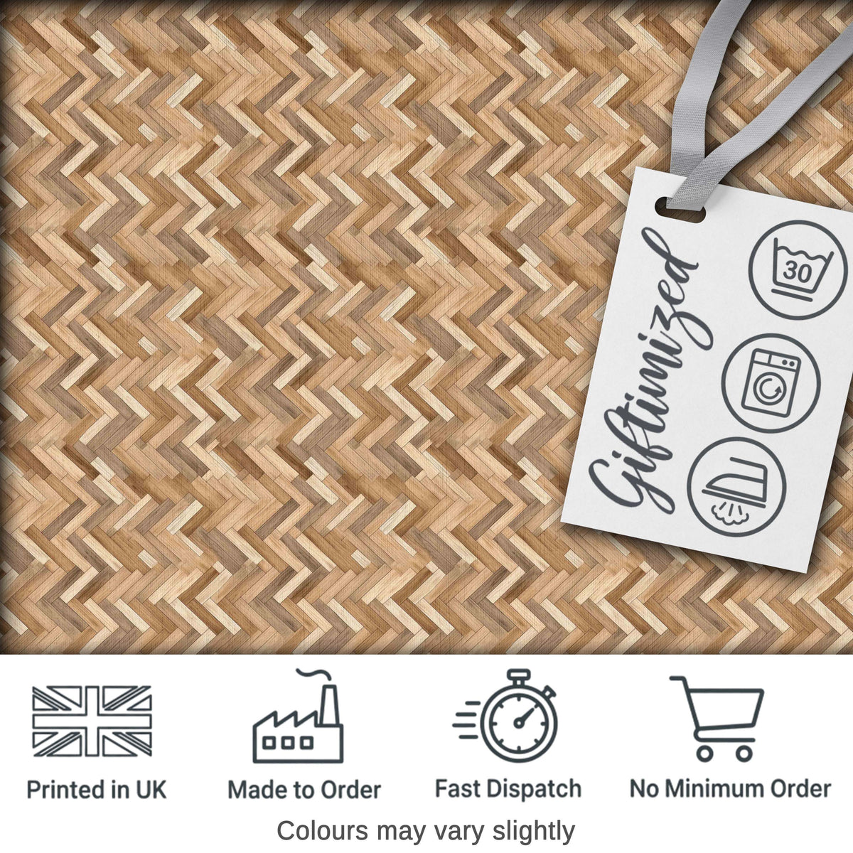 Light Oak Herringbone Wood Flooring Seamless Pattern Digital Print Fabric by the Metre UK Sewing Quilting Textile