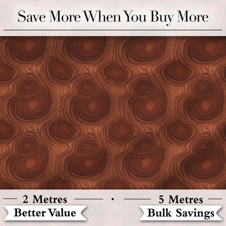 Rich Swirling Wood Grain Texture Seamless Pattern Digital Print Fabric by the Metre UK Sewing Quilting Textile