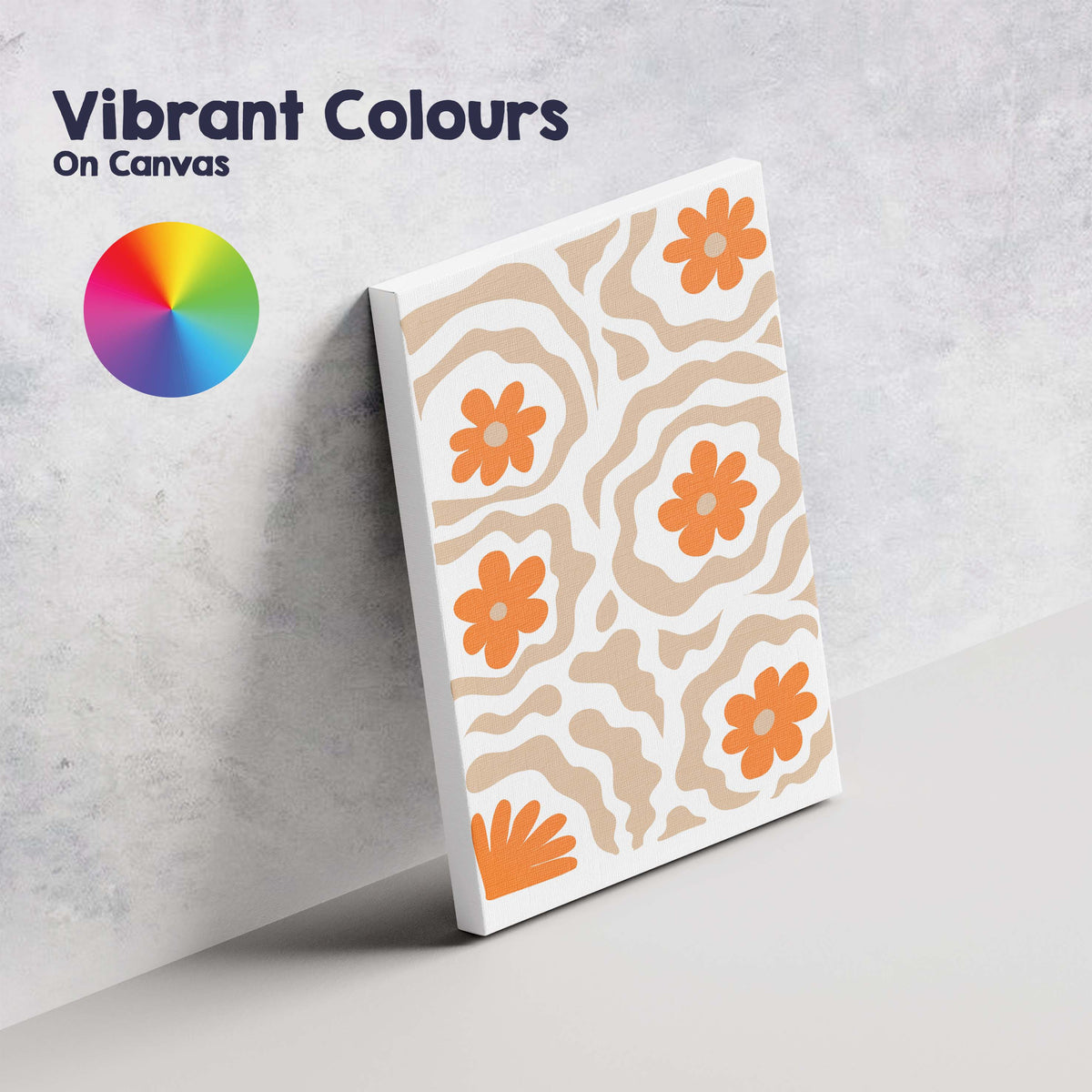 Abstract Orange Floral Cut Paper Collage Pattern Canvas Wall Art Print Decor Picture Ready to Hang