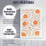 Abstract Orange Floral Cut Paper Collage Pattern Canvas Wall Art Print Decor Picture Ready to Hang