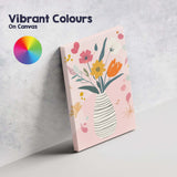 Pastel Botanical Flower Arrangement with Modern Vase Illustration Canvas Wall Art Print Decor Picture Ready to Hang