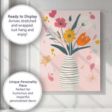 Pastel Botanical Flower Arrangement with Modern Vase Illustration Canvas Wall Art Print Decor Picture Ready to Hang