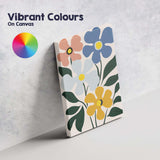 Retro Floral Bouquet with Blue and Yellow Blooms Canvas Wall Art Print Decor Picture Ready to Hang