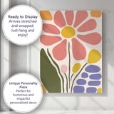 Mid Century Modern Daisy Flower Garden Abstract Botanical Art Canvas Wall Art Print Decor Picture Ready to Hang