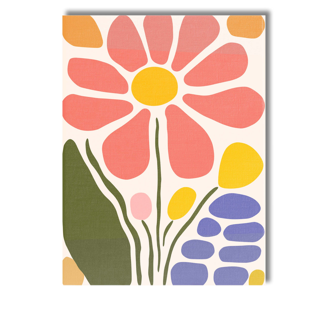 Mid Century Modern Daisy Flower Garden Abstract Botanical Art Canvas Wall Art Print Decor Picture Ready to Hang