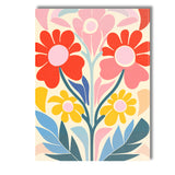Scandinavian Folk Art Floral Bouquet in Coral Pink and Mustard Tones Canvas Wall Art Print Decor Picture Ready to Hang