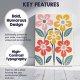 Mid Century Floral Garden with Colourful Blooms and Botanical Leaves Canvas Wall Art Print Decor Picture Ready to Hang