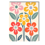 Mid Century Floral Garden with Colourful Blooms and Botanical Leaves Canvas Wall Art Print Decor Picture Ready to Hang