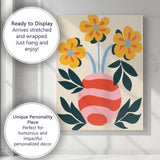 Modern Yellow Flower Arrangement in Abstract Pink Vase Canvas Wall Art Print Decor Picture Ready to Hang
