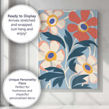 Pastel Floral Composition with Cream Blossoms on Blue Background Canvas Wall Art Print Decor Picture Ready to Hang