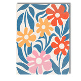 Scandinavian Folk Art Floral Garden in Coral Pink and Mustard Yellow Canvas Wall Art Print Decor Picture Ready to Hang