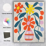 Retro Floral Arrangement with Berries and Striped Pink Vase Canvas Wall Art Print Decor Picture Ready to Hang
