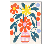 Retro Floral Arrangement with Berries and Striped Pink Vase Canvas Wall Art Print Decor Picture Ready to Hang