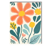 Playful Peach Daisy Floral Illustration with Abstract Botanical Elements Canvas Wall Art Print Decor Picture Ready to Hang