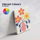 Scandinavian Floral Vase Arrangement with Coral and Yellow Blooms Canvas Wall Art Print Decor Picture Ready to Hang