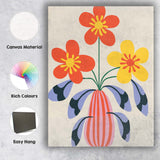 Scandinavian Floral Vase Arrangement with Coral and Yellow Blooms Canvas Wall Art Print Decor Picture Ready to Hang