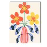 Scandinavian Floral Vase Arrangement with Coral and Yellow Blooms Canvas Wall Art Print Decor Picture Ready to Hang