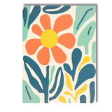 Abstract Orange Daisy Botanical Garden in Teal and Mint Green Canvas Wall Art Print Decor Picture Ready to Hang