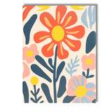 Retro Orange Flower and Pastel Blossom Folk Art Composition Canvas Wall Art Print Decor Picture Ready to Hang