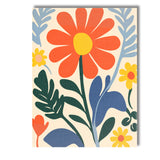 Scandinavian Wildflower Meadow with Coral Daisy and Botanical Leaves Canvas Wall Art Print Decor Picture Ready to Hang
