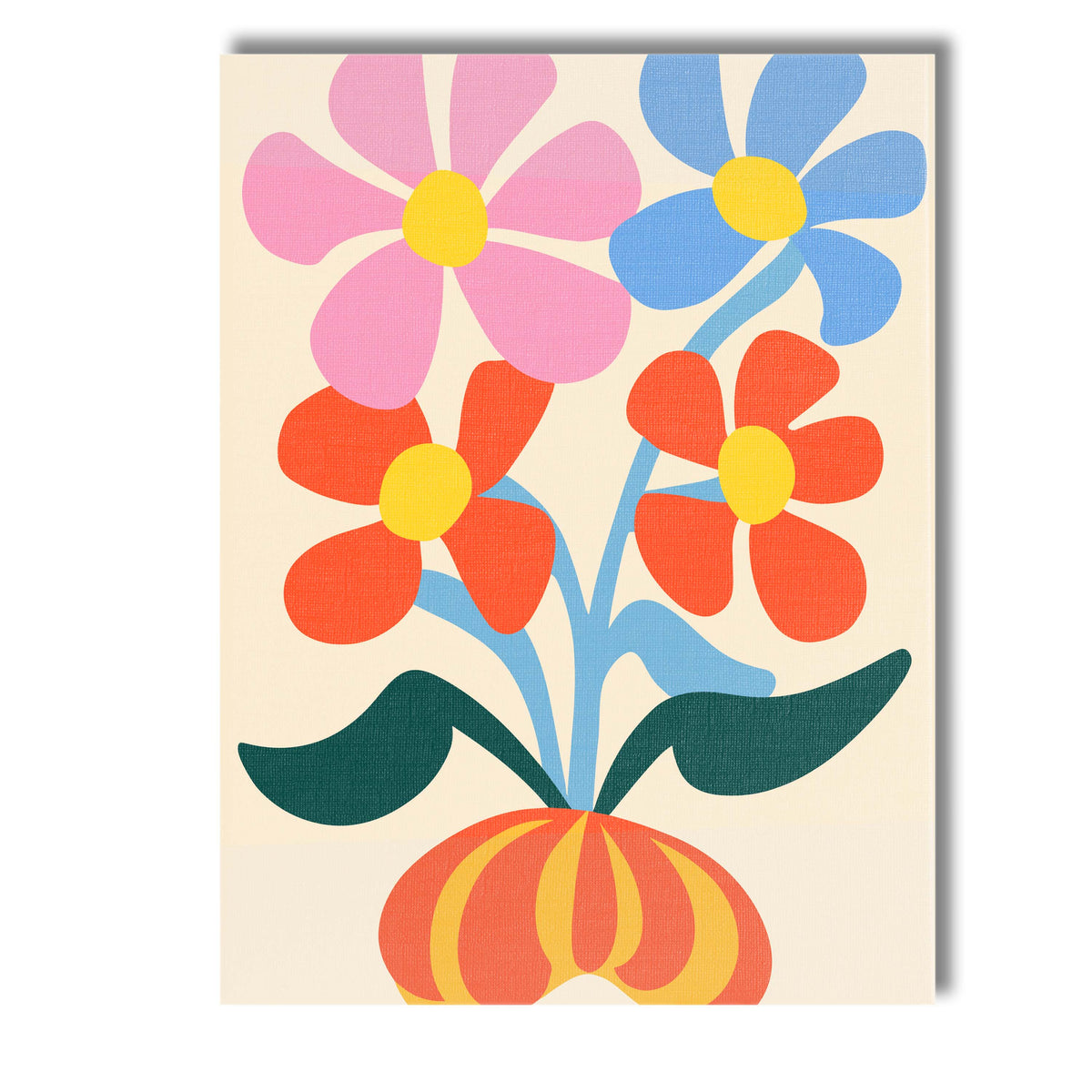 Scandinavian Floral Bouquet in Decorative Orange Vase Canvas Wall Art Print Decor Picture Ready to Hang