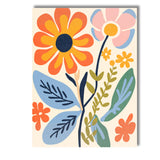 Mid Century Floral Stem with Orange Daisy and Pastel Leaves Canvas Wall Art Print Decor Picture Ready to Hang