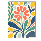 Contemporary Botanical Flower Composition with Teal Leaves and Mustard Accents Canvas Wall Art Print Decor Picture Ready to Hang