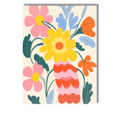 Whimsical Botanical Bouquet with Yellow Flower and Coral Blossoms Canvas Wall Art Print Decor Picture Ready to Hang