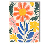 Nordic Floral Garden with Blue Leaves and Coral Blossom Canvas Wall Art Print Decor Picture Ready to Hang