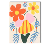 Retro Floral Arrangement with Striped Tulip and Pastel Botanicals Canvas Wall Art Print Decor Picture Ready to Hang