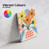 Scandinavian Flower Vase Arrangement with Pink Basket and Blue Leaves Canvas Wall Art Print Decor Picture Ready to Hang