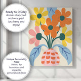 Scandinavian Flower Vase Arrangement with Pink Basket and Blue Leaves Canvas Wall Art Print Decor Picture Ready to Hang