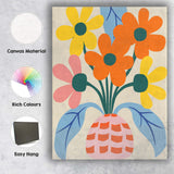 Scandinavian Flower Vase Arrangement with Pink Basket and Blue Leaves Canvas Wall Art Print Decor Picture Ready to Hang