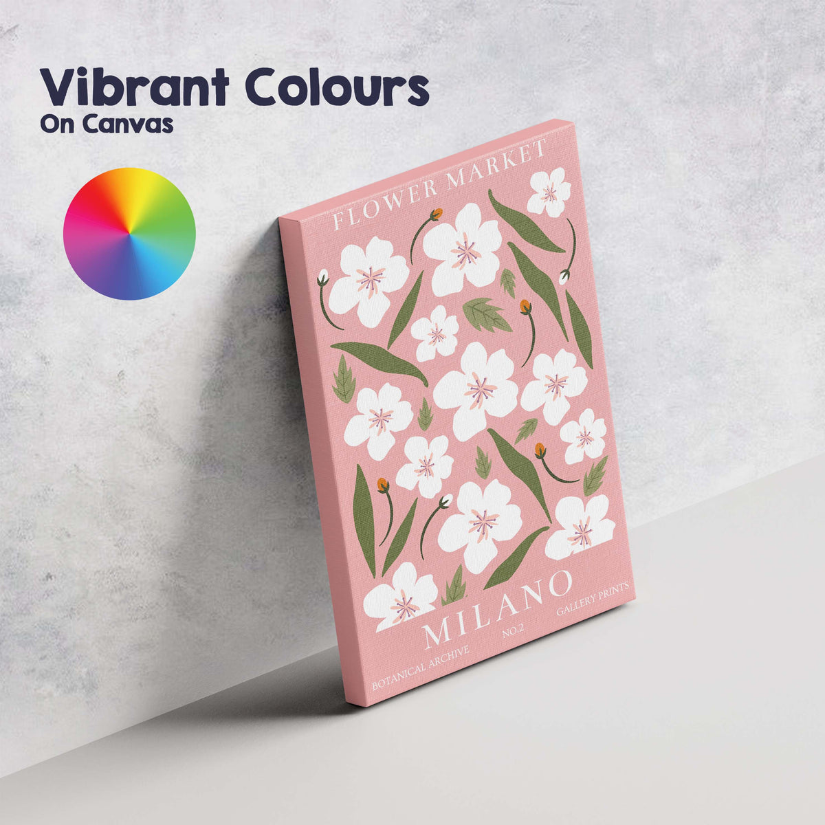 Milano Cherry Blossom Flower Market Pink Botanical Poster Canvas Wall Art Print Decor Picture Ready to Hang