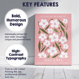 Milano Cherry Blossom Flower Market Pink Botanical Poster Canvas Wall Art Print Decor Picture Ready to Hang