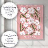 Milano Cherry Blossom Flower Market Pink Botanical Poster Canvas Wall Art Print Decor Picture Ready to Hang