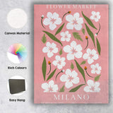 Milano Cherry Blossom Flower Market Pink Botanical Poster Canvas Wall Art Print Decor Picture Ready to Hang
