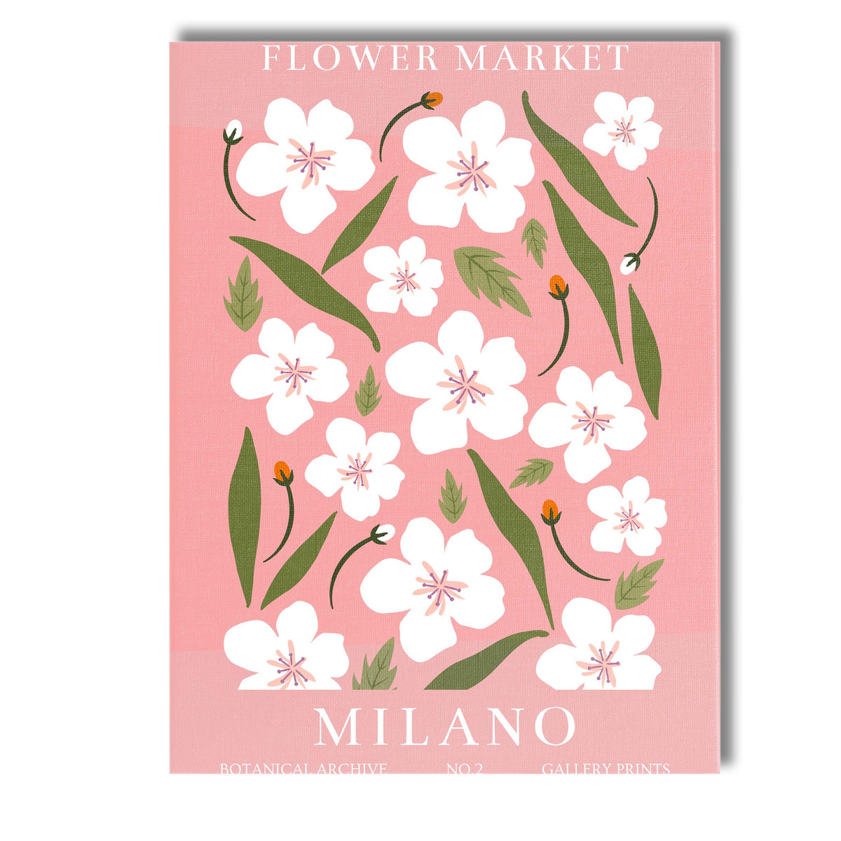 Milano Cherry Blossom Flower Market Pink Botanical Poster Canvas Wall Art Print Decor Picture Ready to Hang